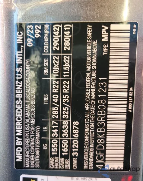 2024 Mercedes-Benz Gle Coupe 63 S 4Matic Amg z USA, uszkodzony, nr VIN 4JGFD8KB3RB081231